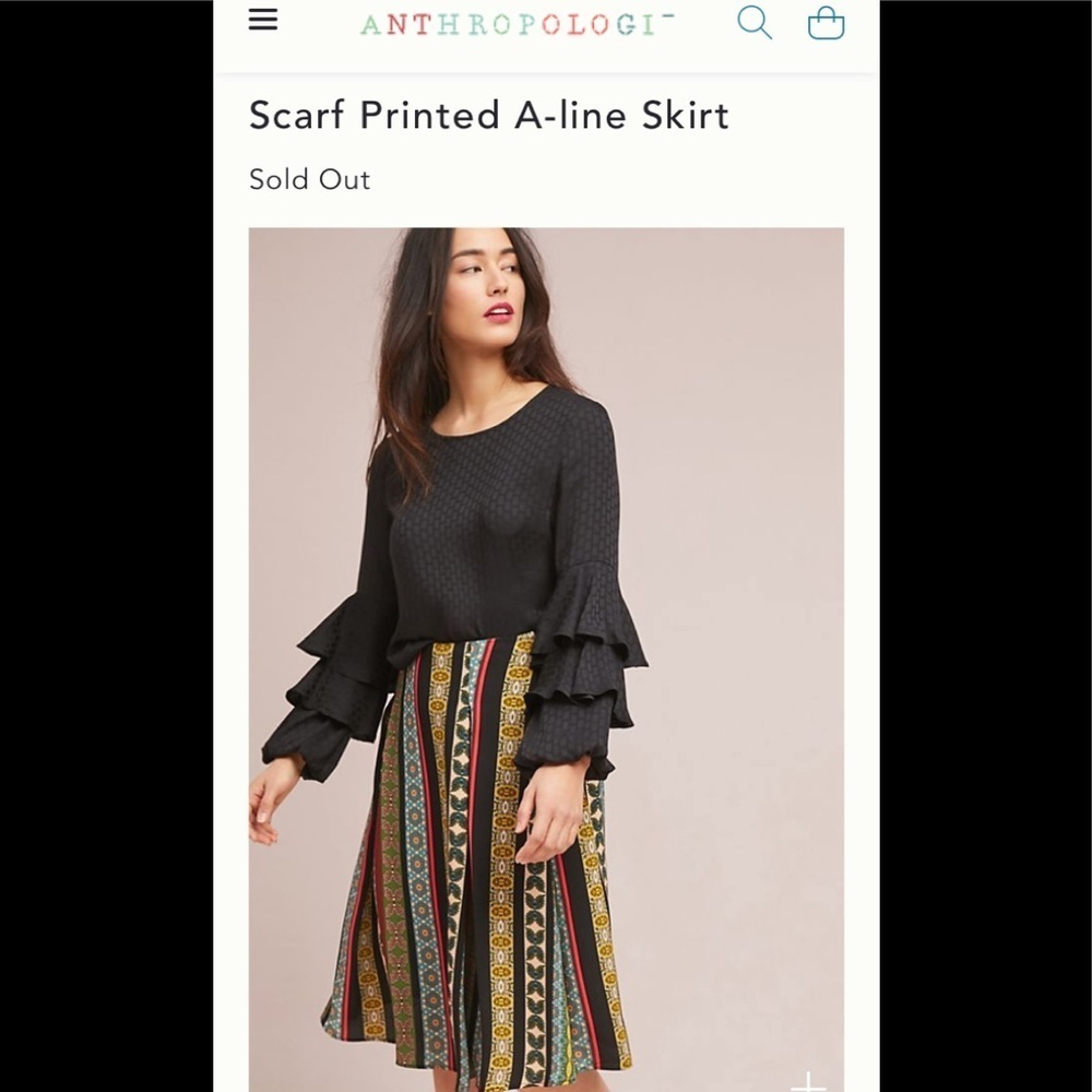 New Med Anthropologie Scarf Printed A-line skirt